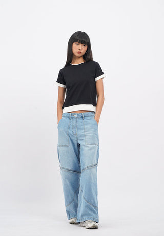 Contrast Layer Short Sleeve T-Shirt