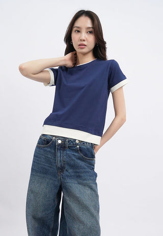 Contrast Layer Short Sleeve T-Shirt
