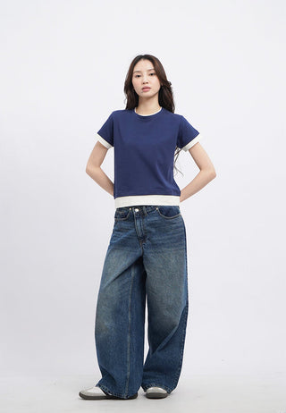 Contrast Layer Short Sleeve T-Shirt