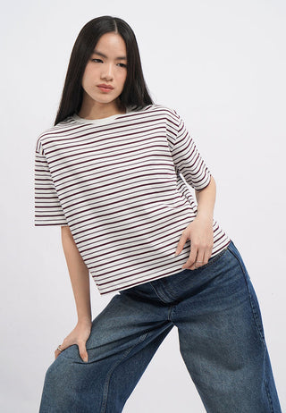Oversized Short Sleeve Stripes T-Shirt