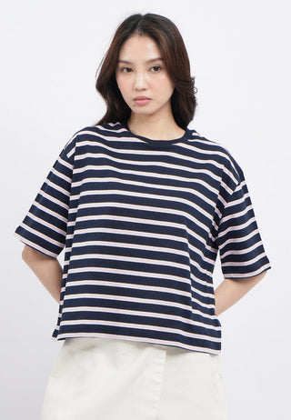 Oversized Short Sleeve Stripes T-Shirt