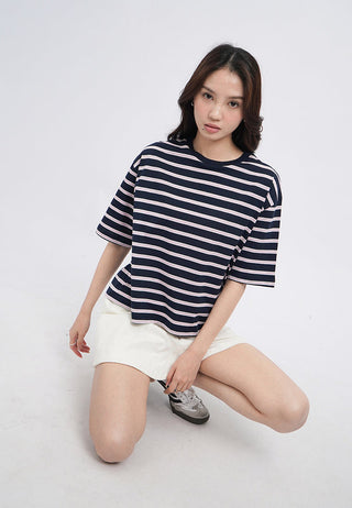 Oversized Short Sleeve Stripes T-Shirt
