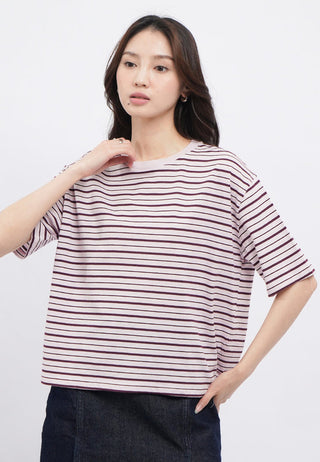 Oversized Short Sleeve Stripes T-Shirt