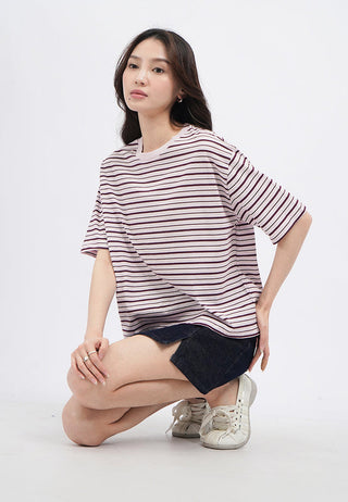 Oversized Short Sleeve Stripes T-Shirt