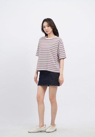 Oversized Short Sleeve Stripes T-Shirt