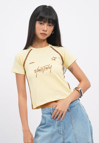 Short Sleeve Graphic Raglan Top
