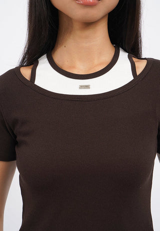 Double Layer Fitted  Crop T-Shirt