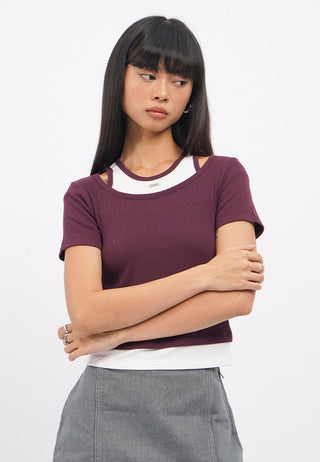 Double Layer Fitted  Crop T-Shirt