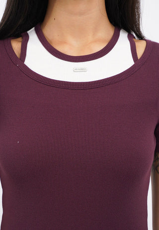 Double Layer Fitted  Crop T-Shirt