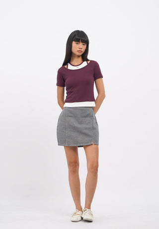 Double Layer Fitted  Crop T-Shirt