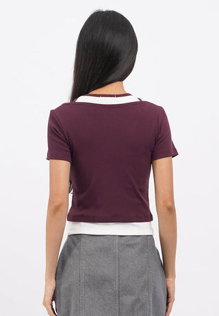 Double Layer Fitted  Crop T-Shirt