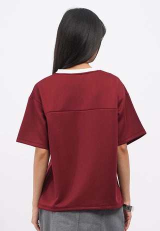 Oversized V-Neck Jersey Top