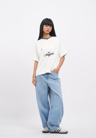 Oversized V-Neck Jersey Top
