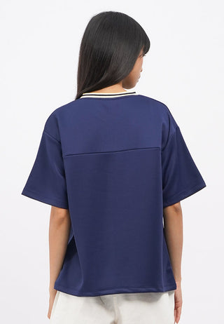 Oversized V-Neck Jersey Top