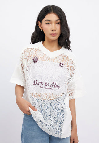 Oversized Short Sleeve Lace Jersey