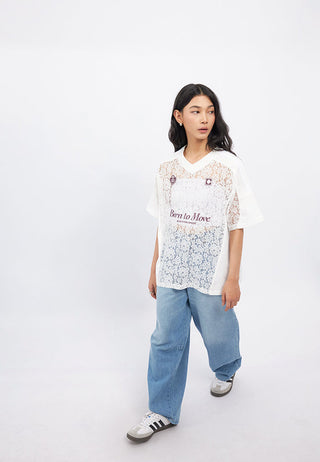Oversized Short Sleeve Lace Jersey