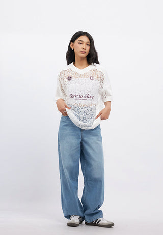 Oversized Short Sleeve Lace Jersey