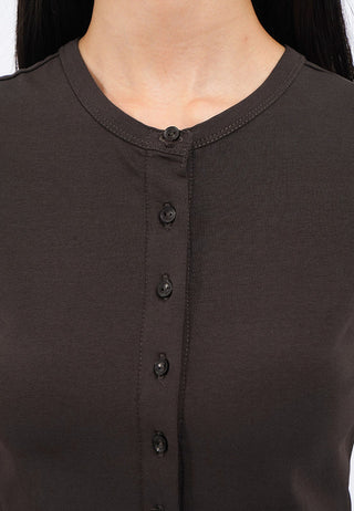 Fitted Button Up Short Sleeve Top