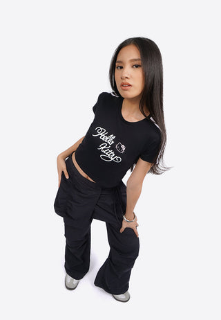 Hello Kitty Fitted Striped T-Shirt Black