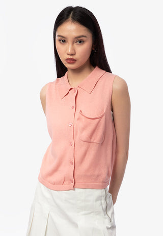 Collar Knit Sleeveless Top