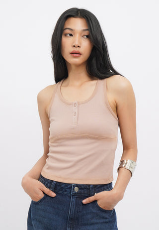 Washed Effect Fitted Tank Top