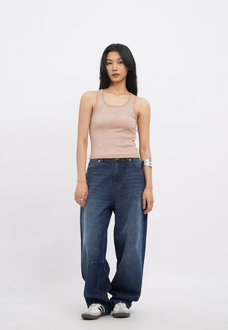 Washed Effect Fitted Tank Top