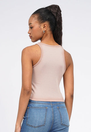 Washed Effect Fitted Tank Top