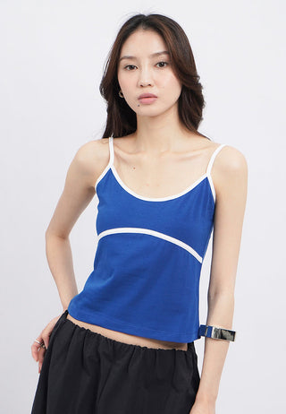 Contrast Piping Fitted Tank Top