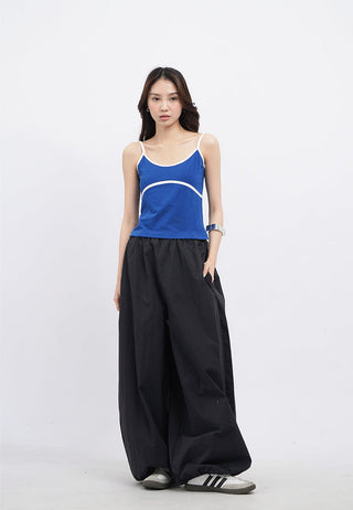 Contrast Piping Fitted Tank Top