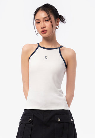 Contrast Tank Top with Logo Details