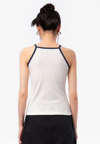 Contrast Tank Top with Logo Details