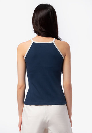 Contrast Tank Top with Logo Details