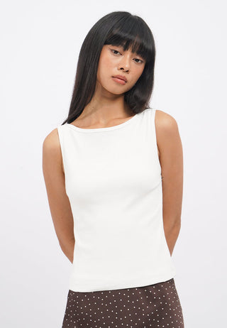 Boat Neck Fitted Sleeveless Top