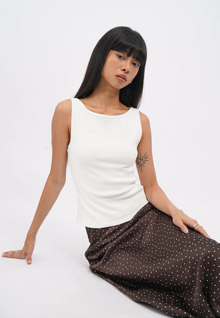 Boat Neck Fitted Sleeveless Top