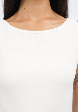Boat Neck Fitted Sleeveless Top