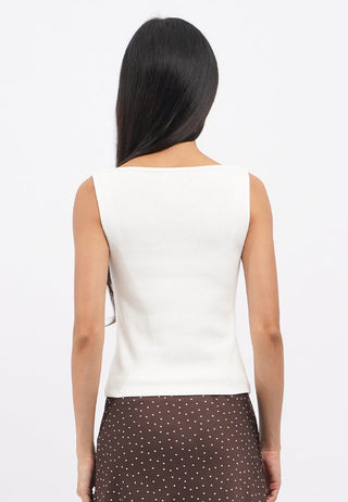 Boat Neck Fitted Sleeveless Top