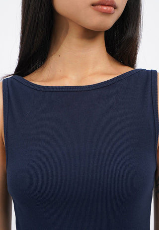 Boat Neck Fitted Sleeveless Top