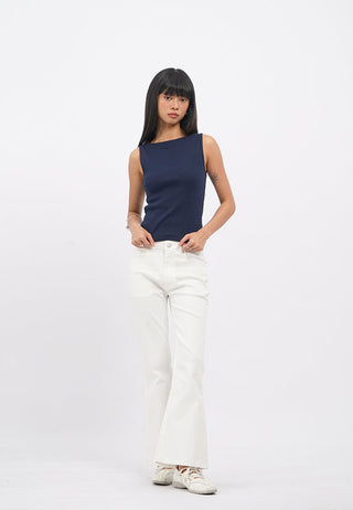 Boat Neck Fitted Sleeveless Top