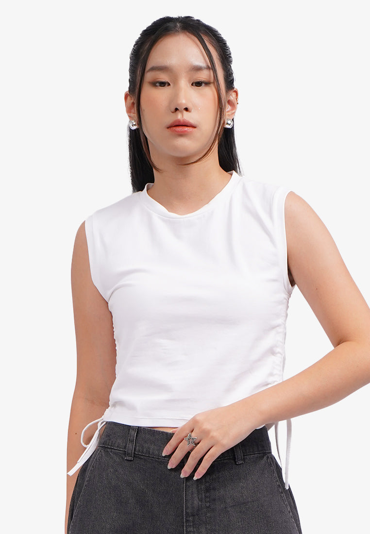 Sleeveless Top with Side Ruched Off White – COLORBOX - Indonesia