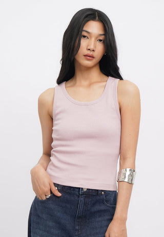 Round Neck Fitted Rib Tanktop