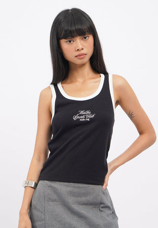 Fitted Contrast Strappy Tank Top