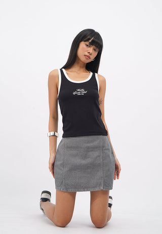 Fitted Contrast Strappy Tank Top