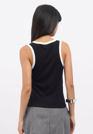 Fitted Contrast Strappy Tank Top