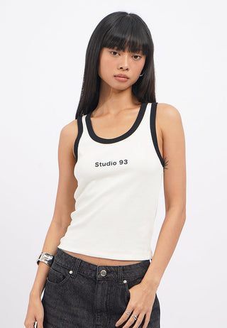 Fitted Contrast Strappy Tank Top