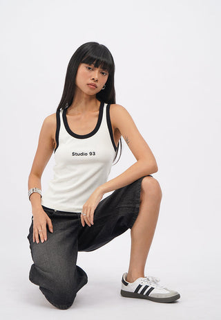 Fitted Contrast Strappy Tank Top