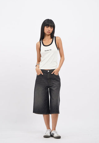 Fitted Contrast Strappy Tank Top