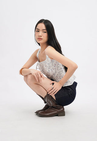 Printed Tank Top with Pintucks