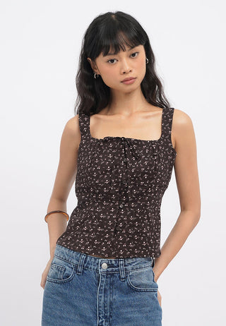 Printed Tank Top with Pintuck
