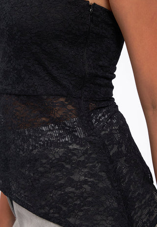 Asymmetric Hem Lace Bandeu Top