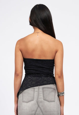 Asymmetric Hem Lace Bandeu Top